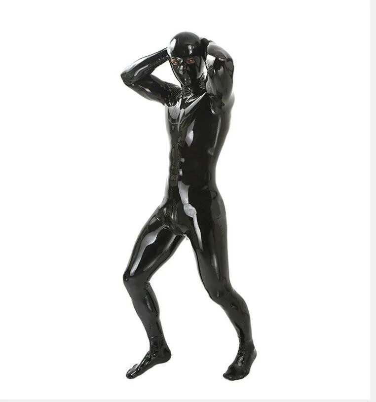 Пикантные черные сапоги из латекса всего тела Для мужчин резиновая Боди Резина