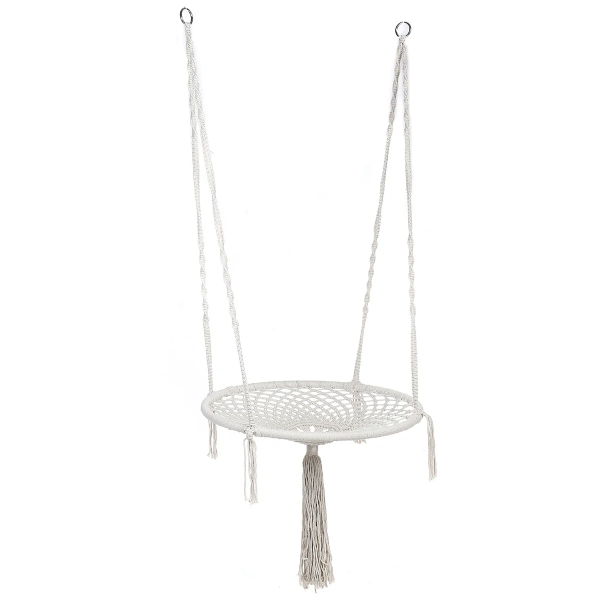 

Nordic Hammock Chair Round Hammocks Outdoor Indoor Leisure and Entertainment Kids Safe Beige Cotton Rope Swinging Hanging Chair