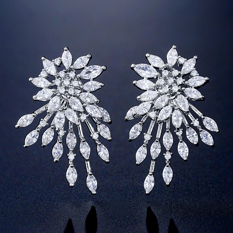 Женские блестящие серьги-капельки из фианита RAKOL элегантные вечерние серьги с