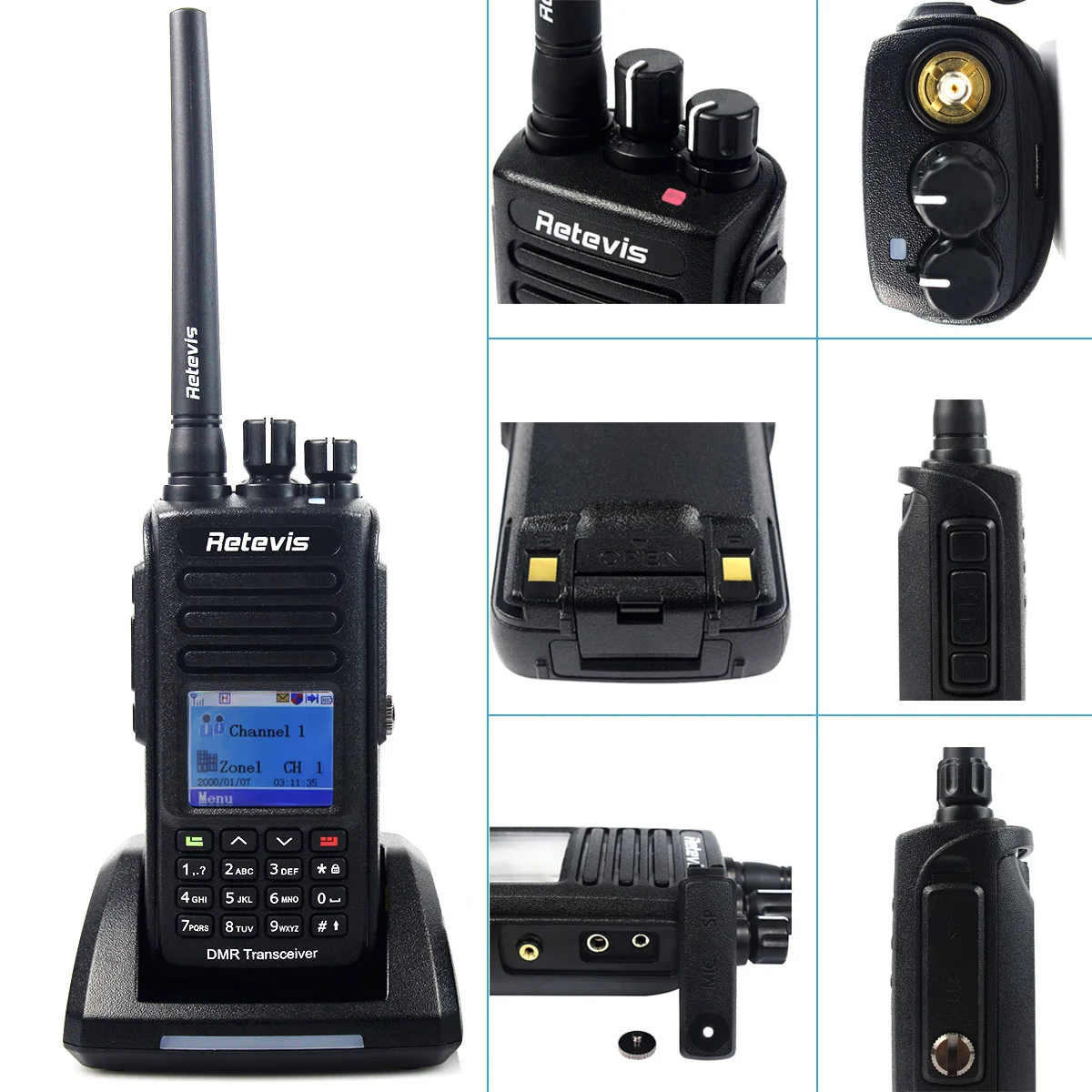 Цифровой радиоприемник Retevis RT8 DMR (GPS) Walkie Talkie 5 Вт UHF (или VHF) IP67 водонепроницаемый