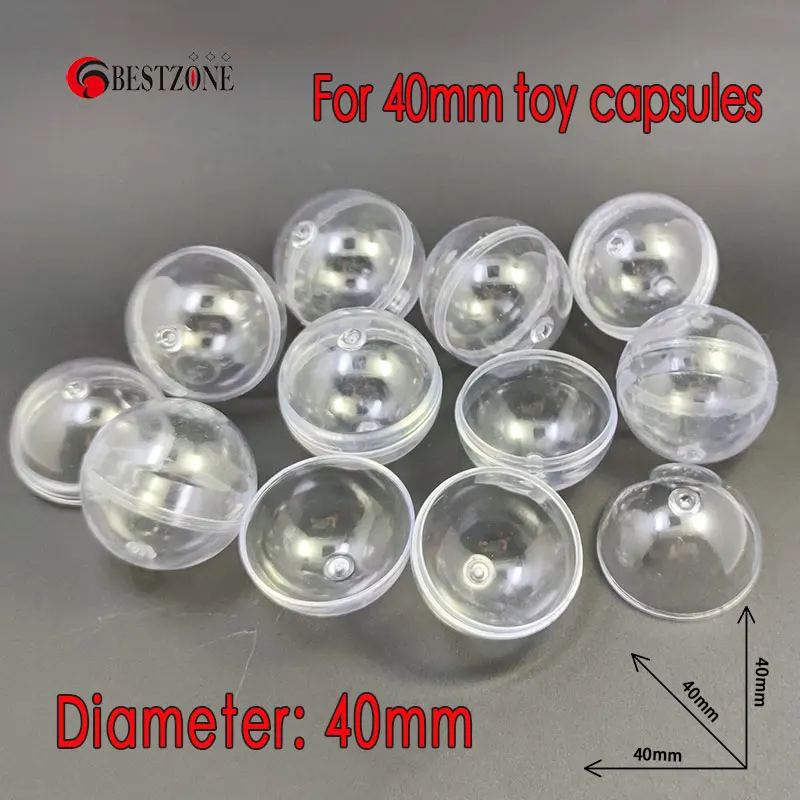 

20Pcs 40MM Diameter Toy Capsules Plastic Full PS Transparent Round Balls Eggshell Empty Container For Vending Machine