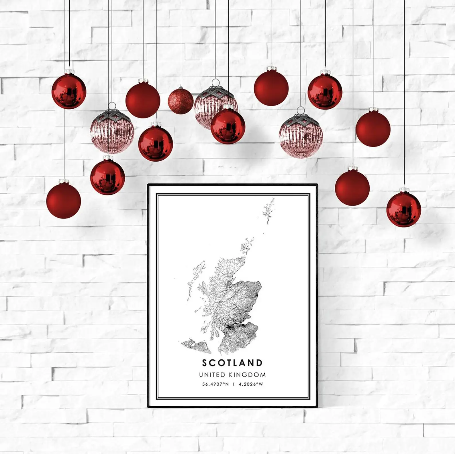 Карта страны Шотландии плакат холст Шотландия Великобритания города Постер -