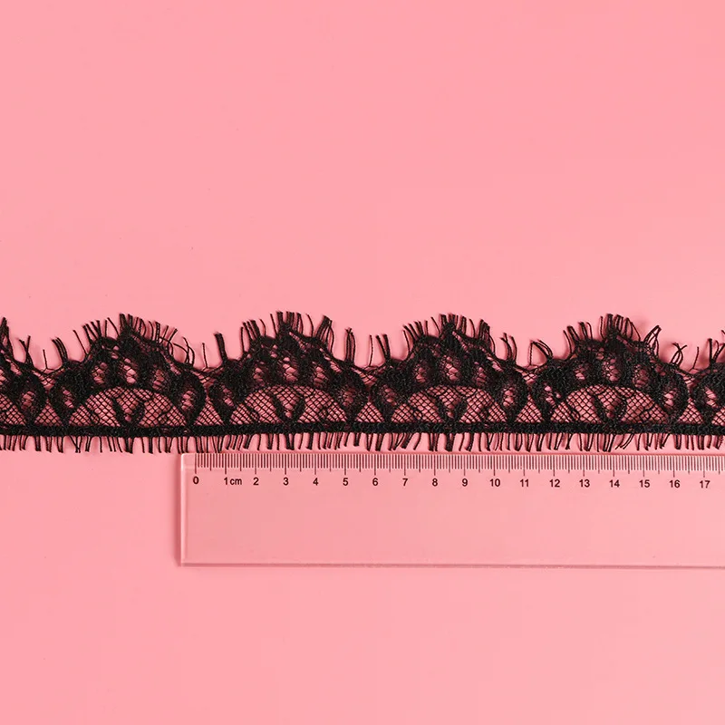 

3Meters/lot Black and white Eyelash Lace Trim Non Stretchy Lace Fabric For Clothing Curtain Small Edge DIY Hand Accessories