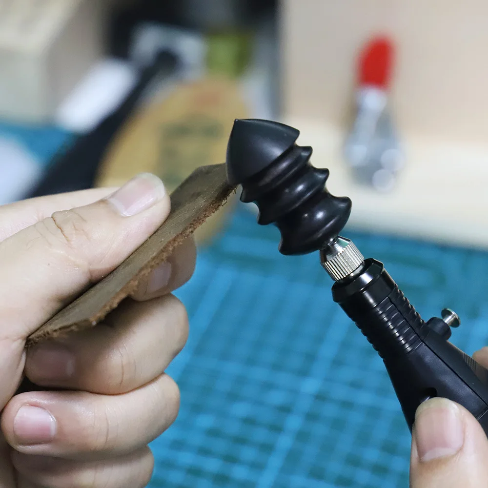 DIY электрический полированный круглый край обрезки кожи инструмент Slicker плоские/острые головы сандалового дерева кожа ремесло инструменты наконечник полировщик