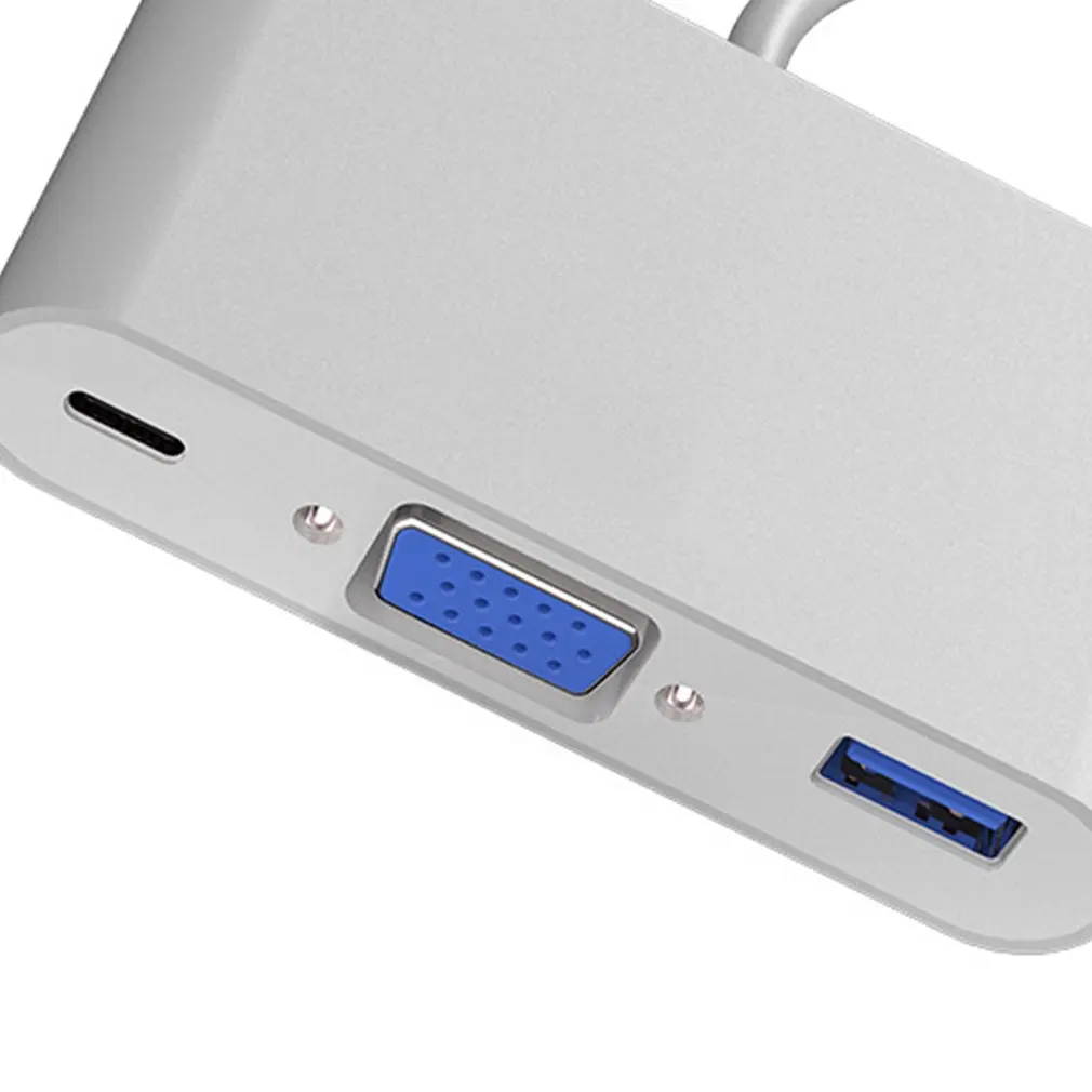 TypeC адаптер 3-в-1 Thunderbolt 3 концентратор USB Type C к HDMI VGA 5 мм разъем с Type-C доставка