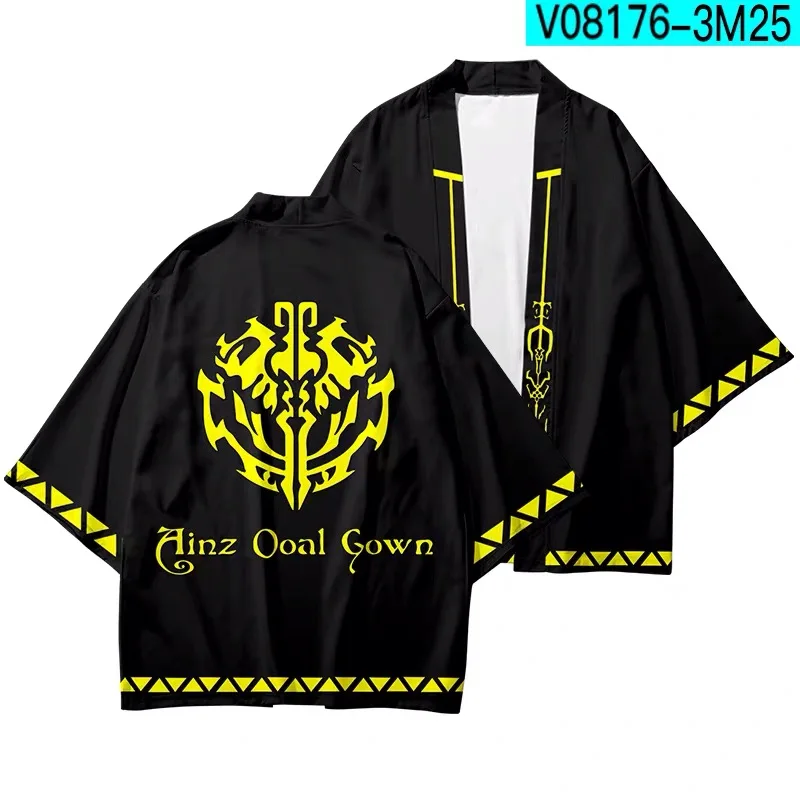 

Японское кимоно в стиле OVERLORD с 3D принтом, хаори юката, Женская/Мужская модная летняя повседневная крутая кардиган с коротким рукавом для мал...