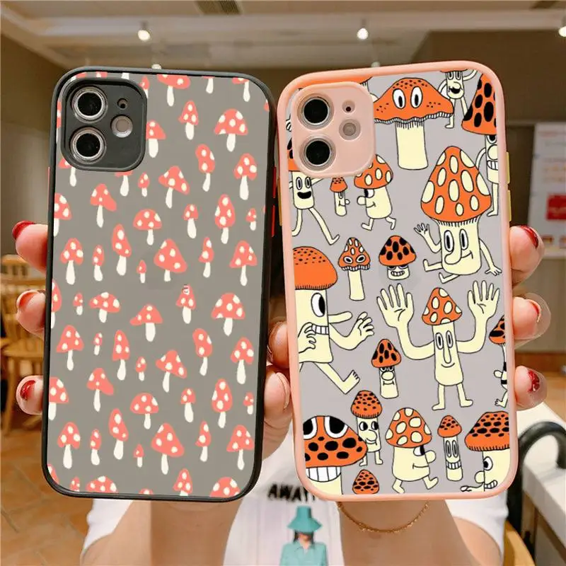 

Rainbow Mushrooms Phone Case for iPhone X XR XS 7 8 Plus 11 12 13 pro MAX 13mini Translucent Matte Shockproof Case