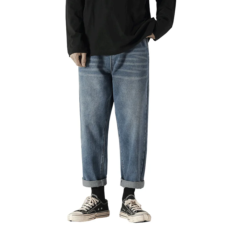 Summer Wide-leg Jeans Men's Fashion Retro Baggy Harajuku Jeans Men Streetwear Loose Hip-hop Straight-leg Denim Trousers Mens