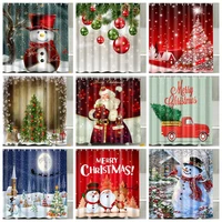 christmas shower curtain merry xmas eve fireplace gifts red socks new year holiday bathroom polyester waterproof happy new year