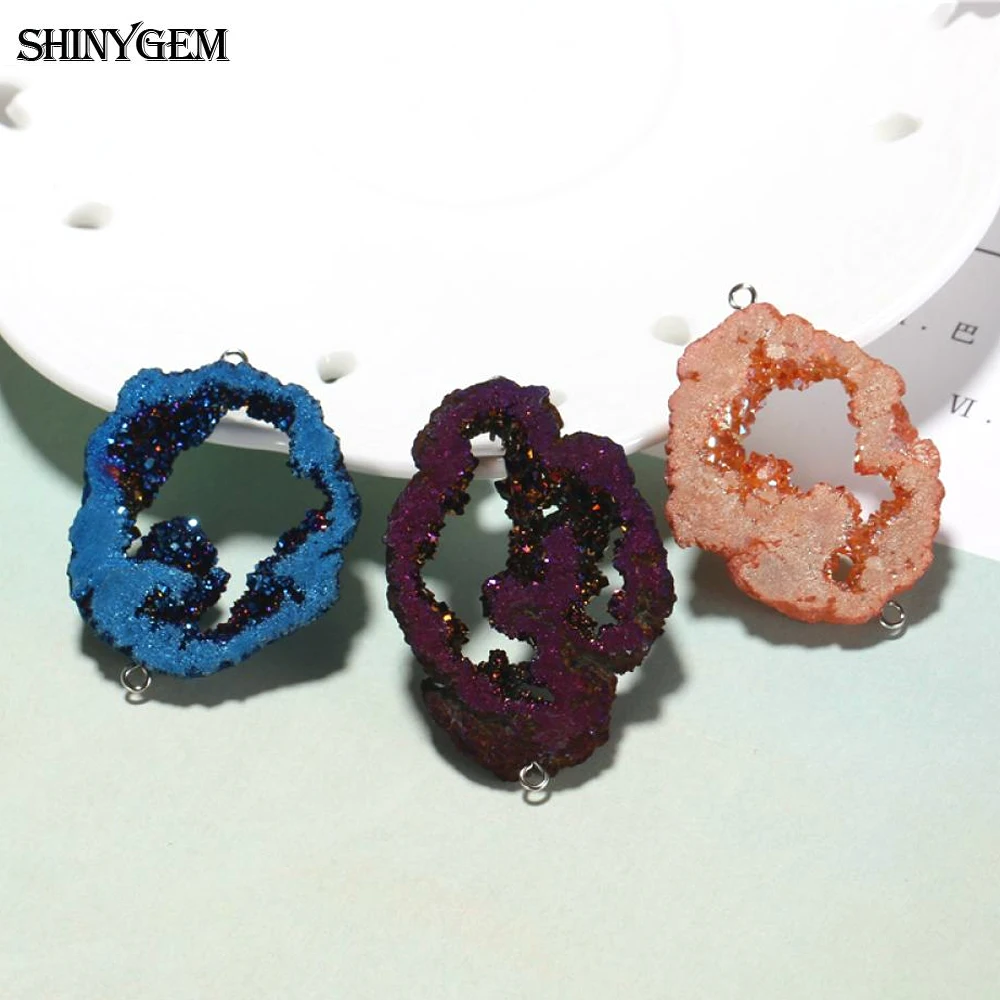 ShinyGem 5 шт. нестандартные натуральные Кристальные подвески необработанные жеоды