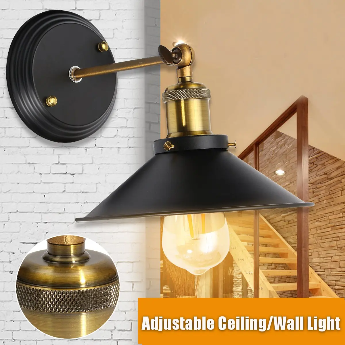 

Adjustable Vintage Pendant Lamp Retro Industrial Hanging Chandelier Loft Pendant Lights Living Room Kitchen Decoration Lampshade