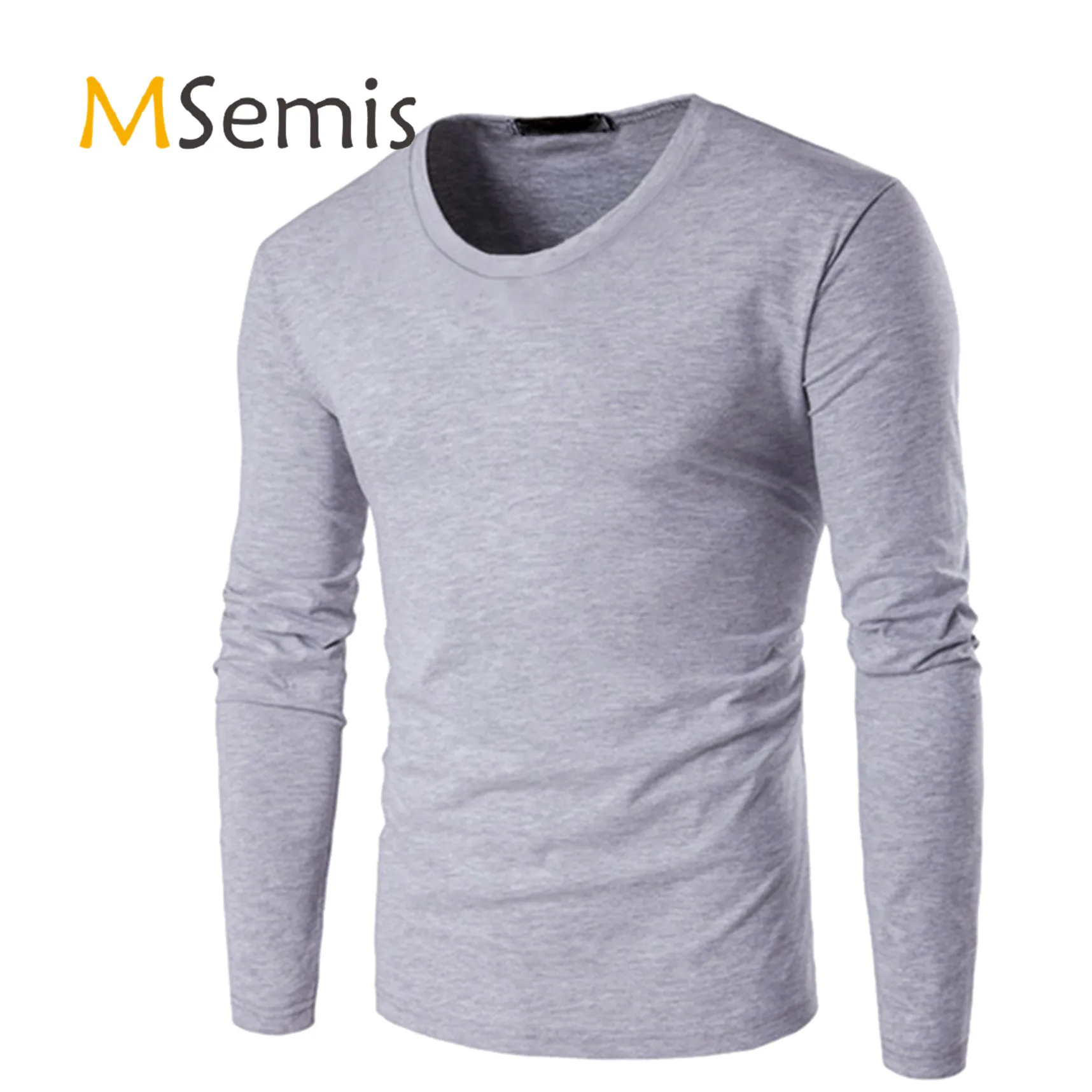 

Мужские футболки, топы, однотонные, с круглым вырезом и длинными рукавами, эластичное термобелье, топы, облегающая футболка, мужская спортив...