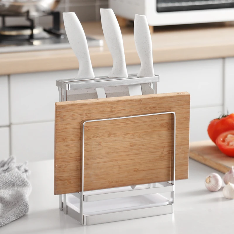 

Kitchen knife rest, stainless steel knife seat, chopping board, chopping board rack, integrated storage rack, knife storage rack