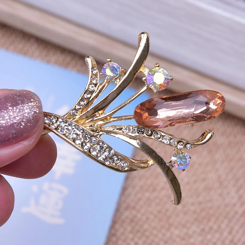 1 шт. Женская Брошь В Виде Цветка с кристаллами | Украшения и аксессуары