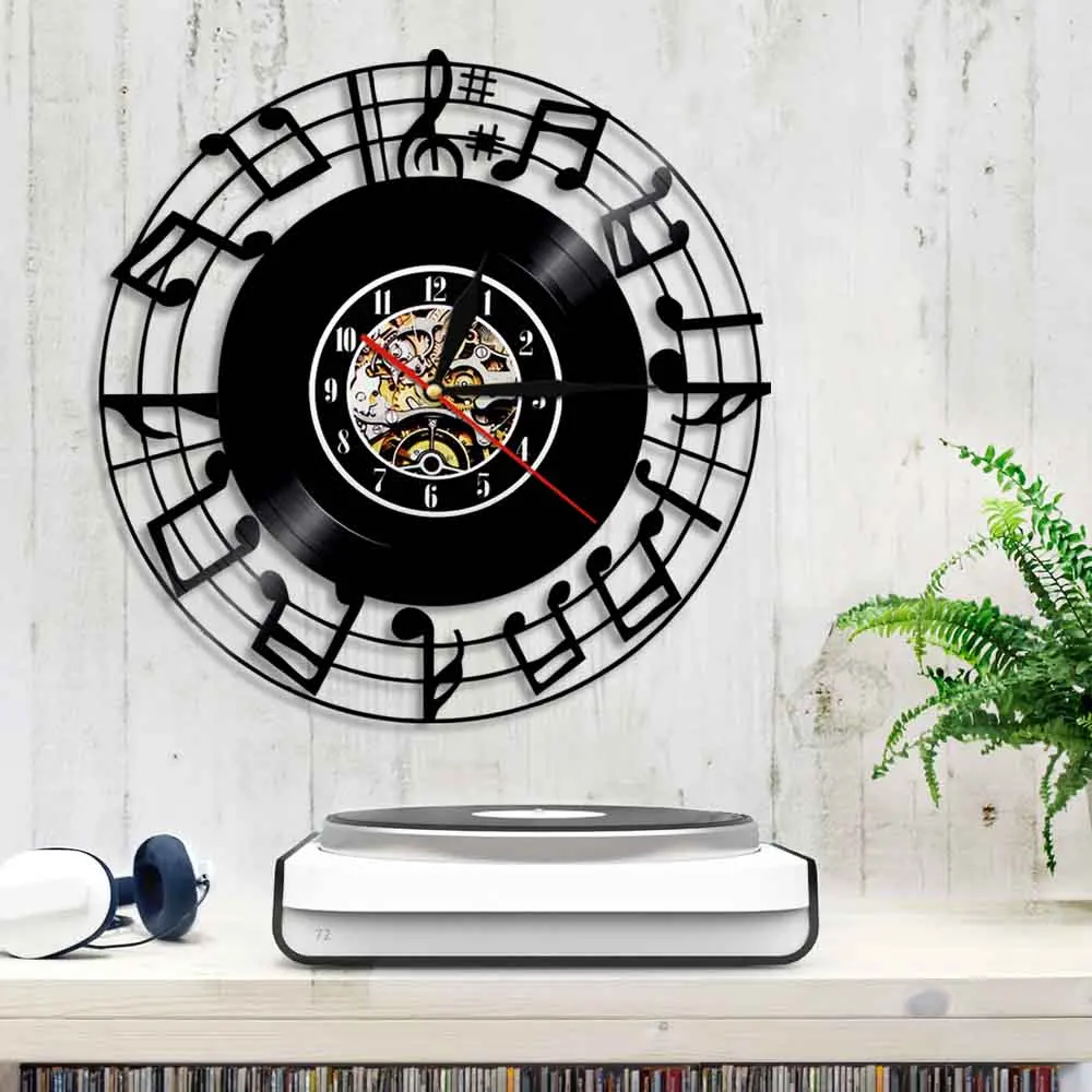 Настенные часы винтажные художественные виниловые со светодиодной подсветкой в