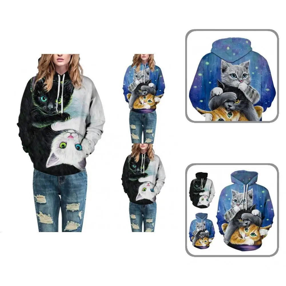 

Drawstring Autumn Winter Long Sleeve 3D Animal Printing Hooded Sweatshirt for Daily Wear