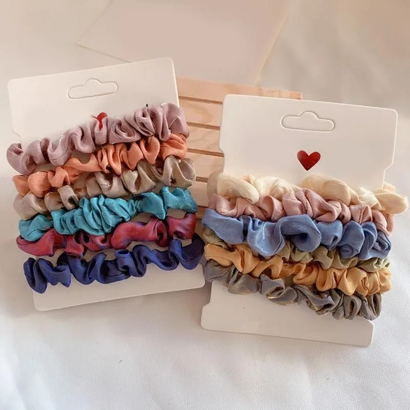 

6pcs/set Women Elegant Print Flower Dot Elastic Hair Bands Ponytail Holder Scrunchie Rubber Band Fashion Hair Accessories
