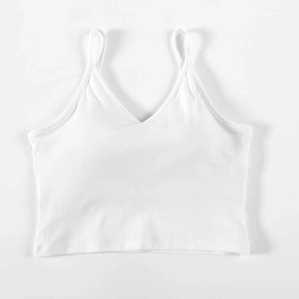 AMYO 2020 Summer Cotton Camisole Women Tshirt Camis with Built In Shelf Bra Adjustable Spaghetti Strap Vest | Женская одежда