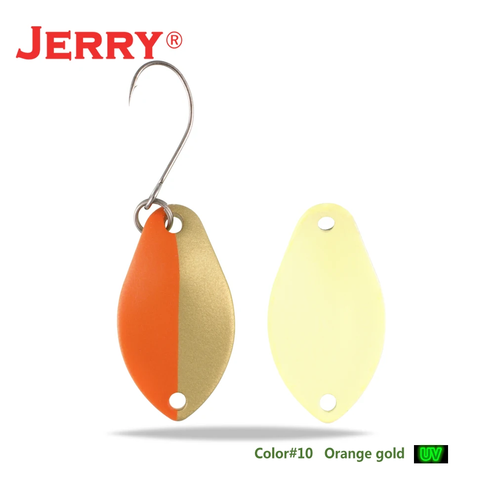 orange gold Jerry 2 г 3 г микро форели ложки сверхлегкие латунные рыболовные ложки один крючок Пресноводные металлические приманки зона окуня для ловли щуки pesca - Цвет: orange gold
