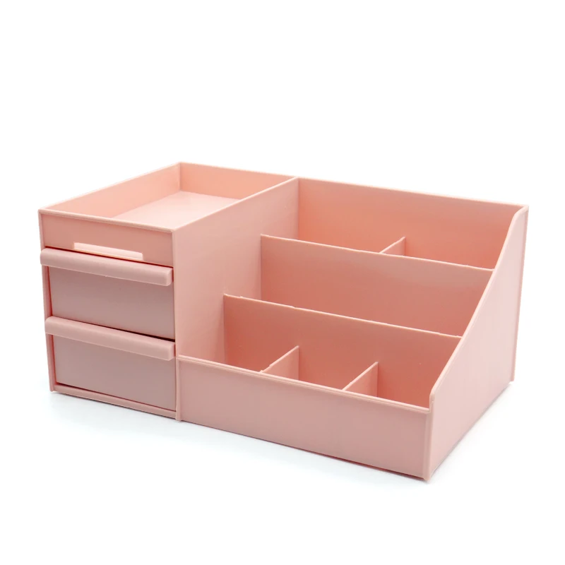 Light Pink Косметический ящик для хранения, пластиковый туалетный столик для макияжа, стойка для ухода за кожей, Домашний Органайзер, контейнер для мобильного телефона - Цвет: Light Pink