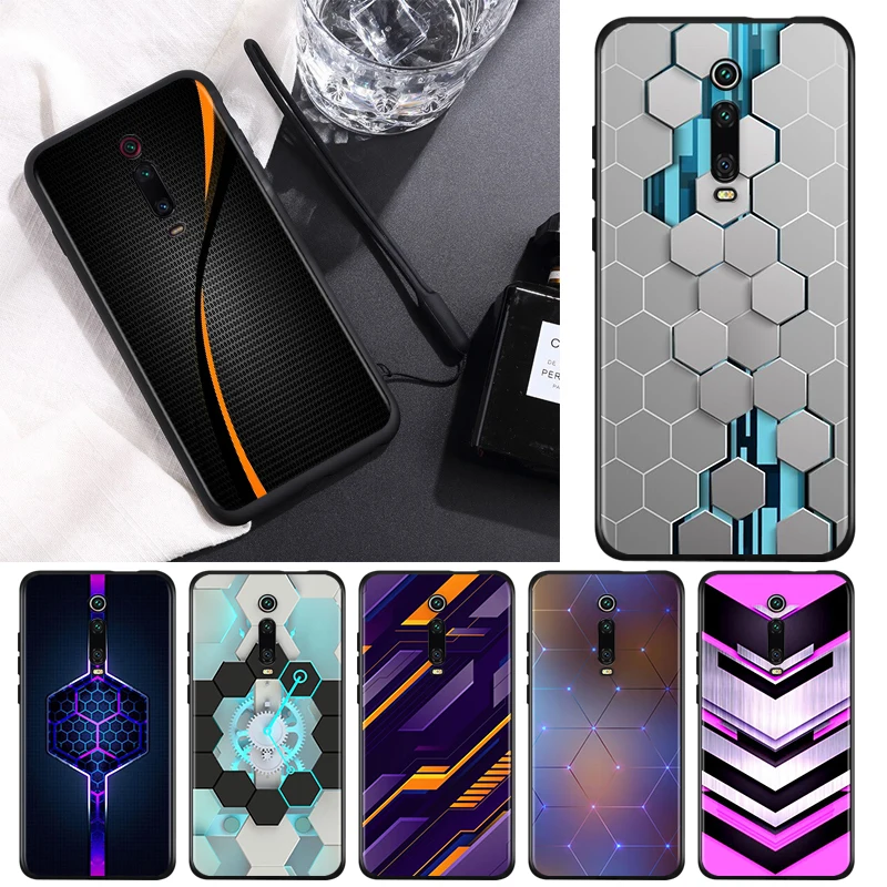 

Silicone Black Cover Car Carbon Fibre line For Xiaomi Redmi K40 K30i K30T K30S K20 10X GO S2 Y2 Pro Ultra Phone Case