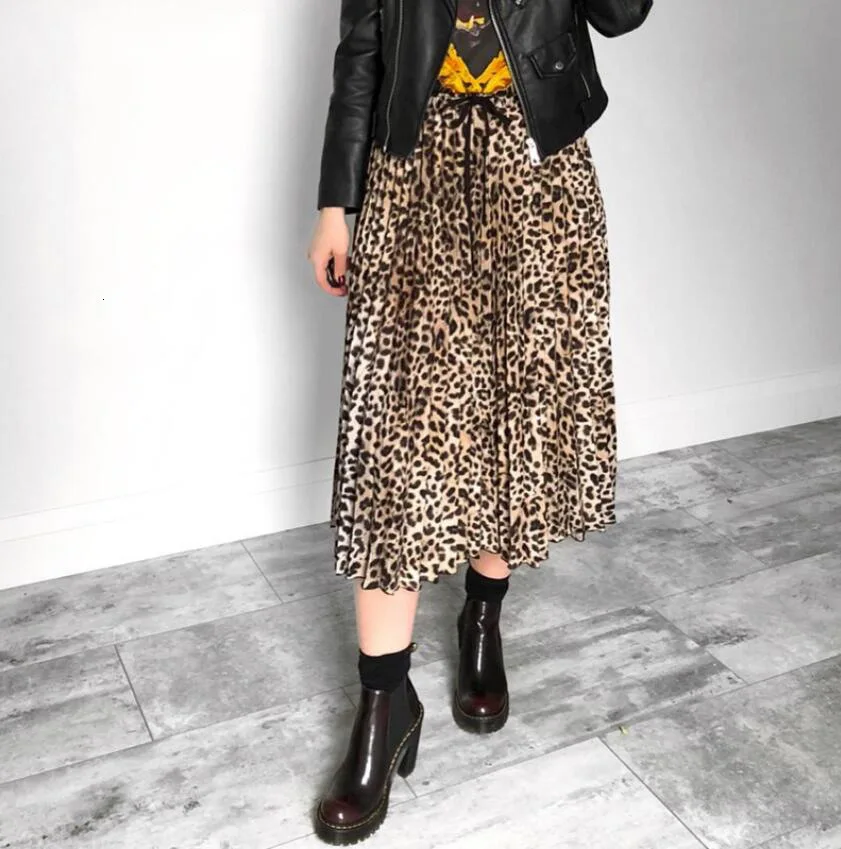 Beigerfail Faldas Plisadas Verano Panterka леопардовая юбка Falda Leopardo плиссированные юбки с высокой талией и животным принтом L71B