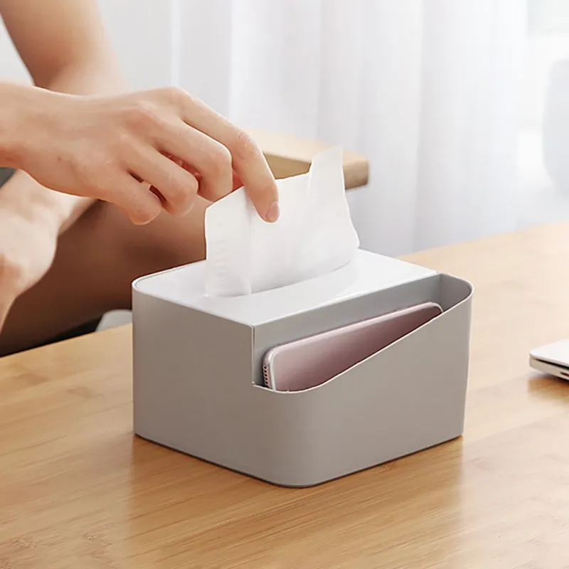 

Multifunctional Tissue Box Household Living Room Remote Control Plastic Concise Storage Box