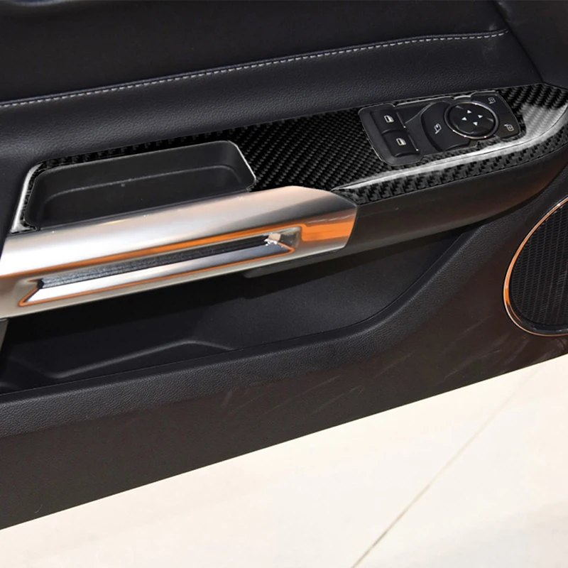 

Carbon Fiber Car Window Control Switch panel Decor Frame Cover for Ford Mustang 2015 2016 2017 2018 Car Styling Sticker
