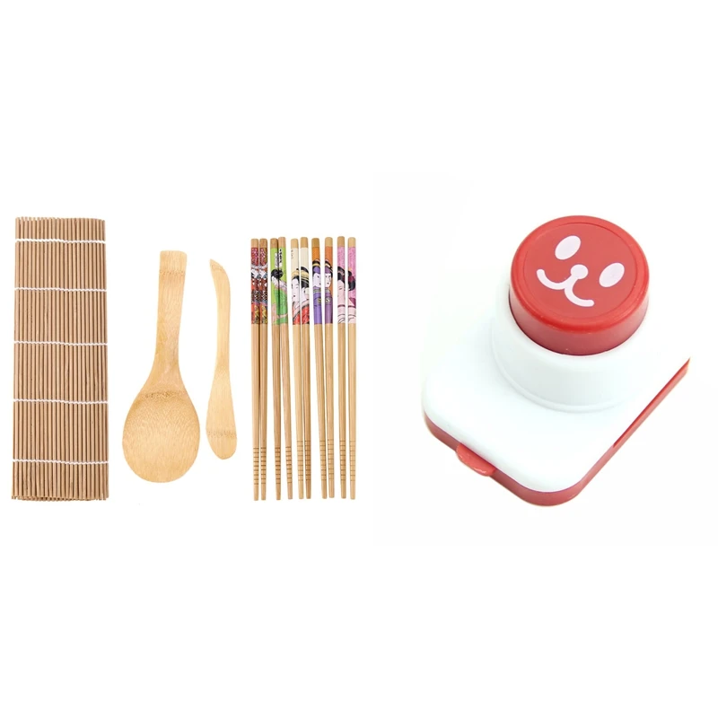 

3Pcs Cute Smile Sushi Nori Rice Mold Decor & 1 Set Diy Sushi Maker Set Rice Mold Kitchen Sushi Making Tool