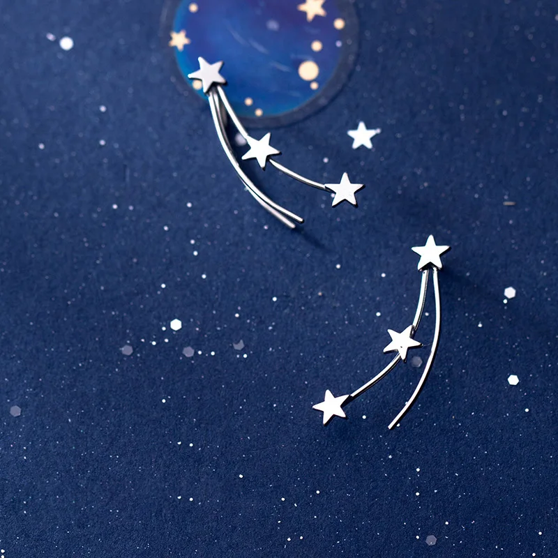 Женские серьги гвоздики из серебра 925 пробы в виде звезды|Серьги-гвоздики| |