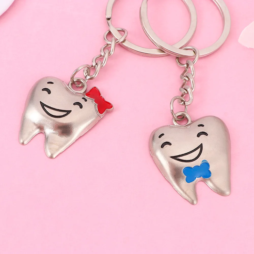 2 шт. пара модель зуба форма Мультфильм зубы брелок из нержавеющей стали