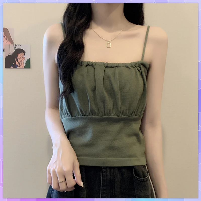 

Майка женская однотонная с квадратным вырезом, пикантный базовый топ без рукавов, с открытой спиной, на бретелях, на лето