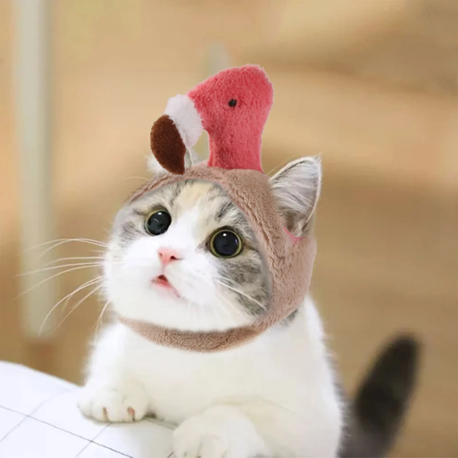 

5 Pieces Cat Hat Cute Pet Hat Bunny Hat with Rabbit Ears Sunflower Flamin