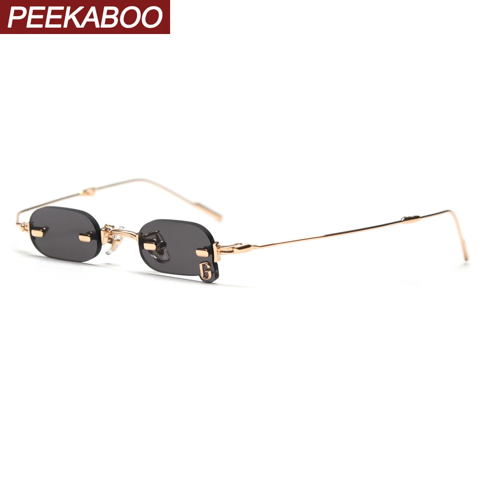 

Peekaboo tiny vintage sunglasses rimless male folding retro style small women square glasses for men funny accessories party