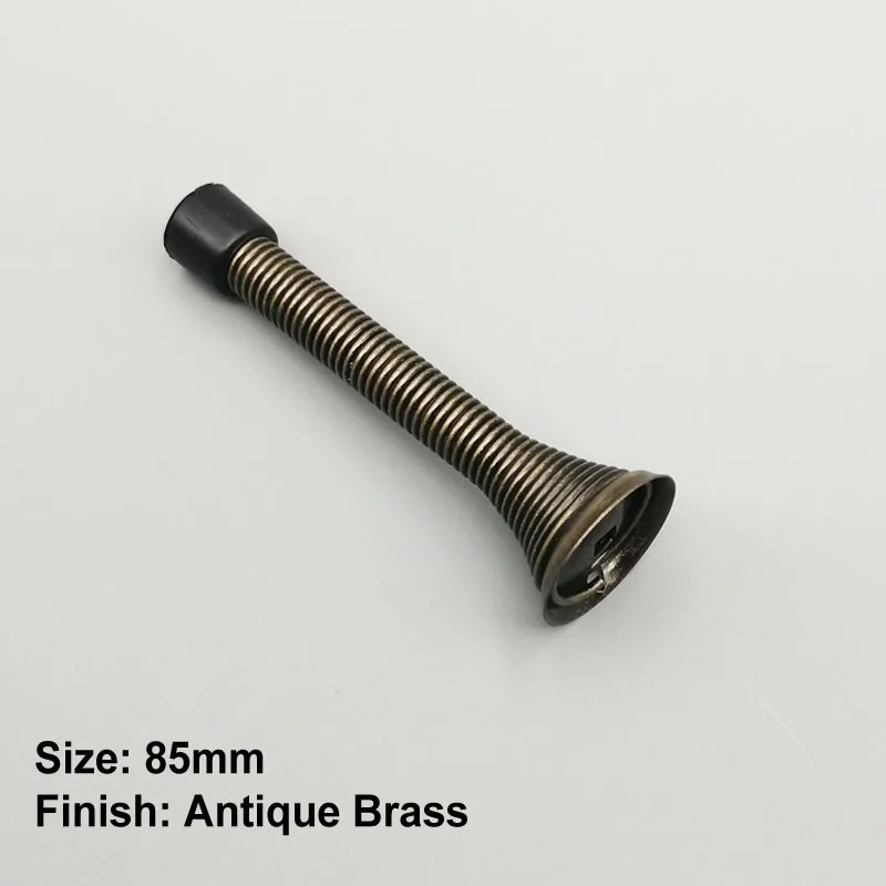 Antique Brass 85mm Пружинные дверные упоры, гибкий настенный плинтус пружинный ограничитель открывания двери - Цвет: Antique Brass 85mm