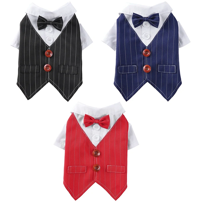 

Одежда для джентльмена в полоску для собак, Свадебная вечеринка, искусственный костюм для маленьких и средних собак, наряд для домашних жив...