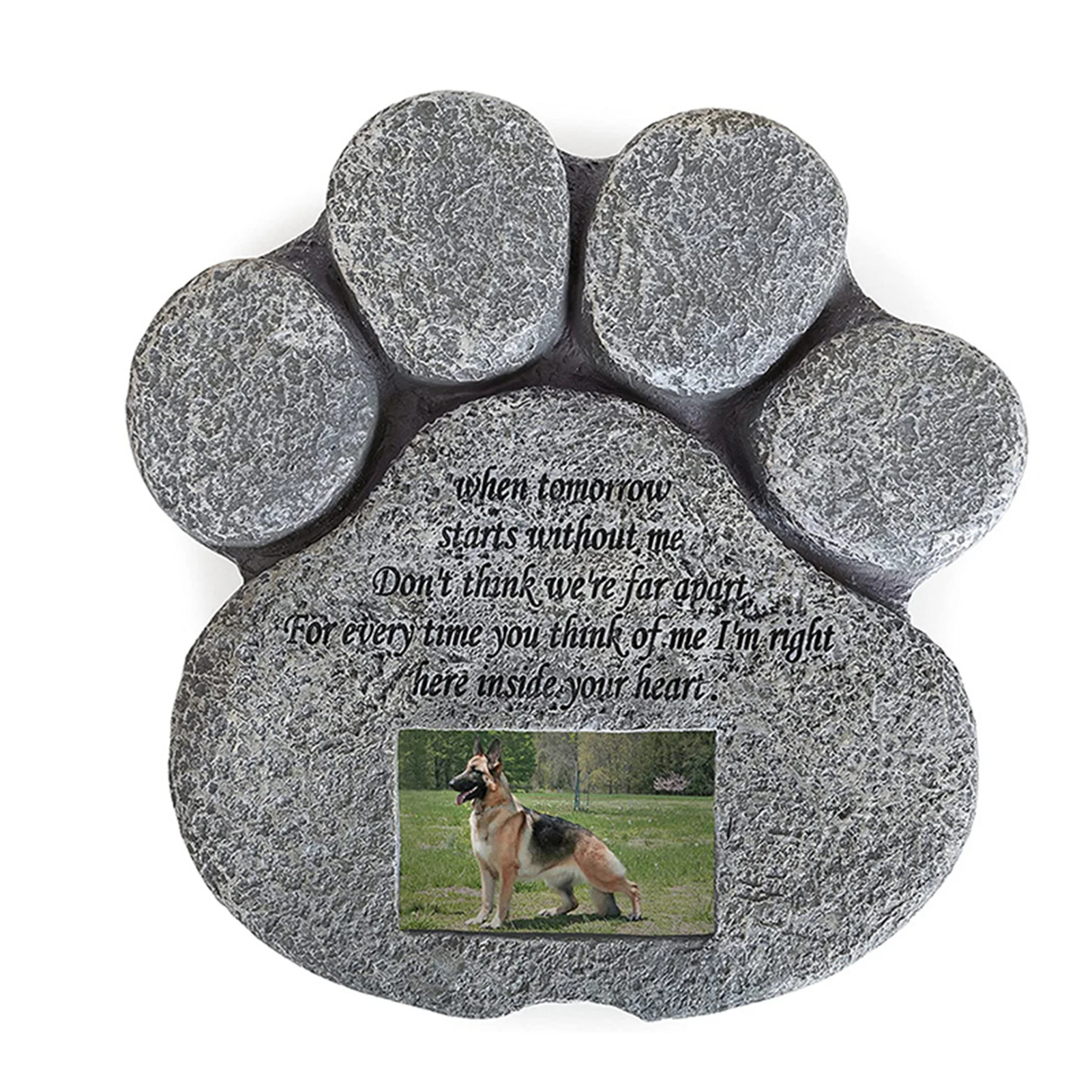 

Paw Print Dog Memory Stone with Photo Frame Resin Crafts for Indoor Outdoor Decoration DFDS889