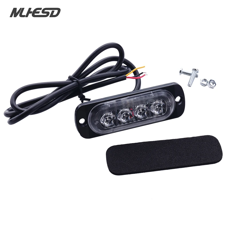 

10pcs Strobe Flash Emergency Light Car Truck Amber 4LED Hazard Strobe Warning Headlights Lamp Waterproof Lamp 12V-24V Universal