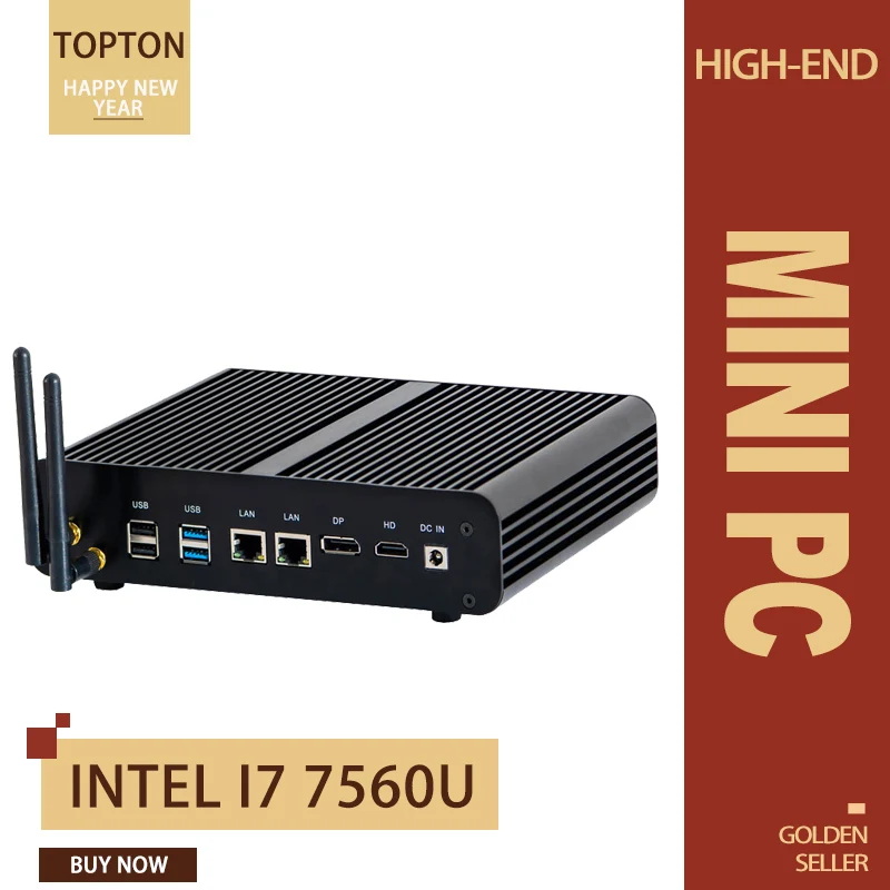 Мини игровой ПК Intel i7 7560U cpu UHD graphics 630 безвентиляторный мини компьютер HDMI, DP, 2 LAN(RJ45), 4USB3. 0, Wi-Fi, Windows 10 Pro