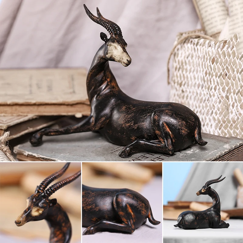 

Сидячие полимерные антилопные статуи в скандинавском стиле рождественские фигурки Лось статуи винный шкаф украшение для дома и офиса B88