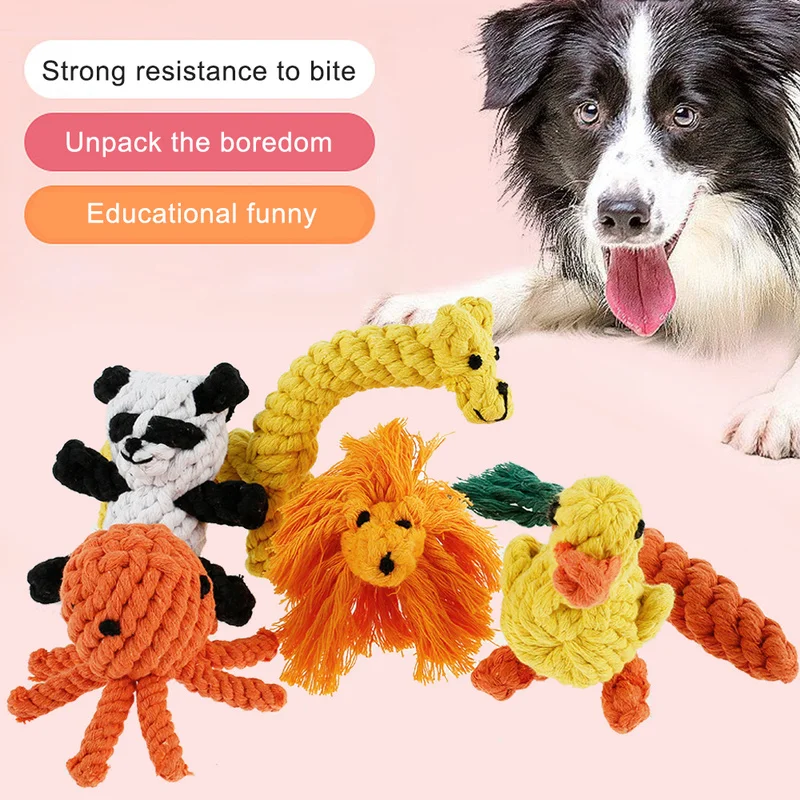 

Funny Small Dog Rope Chew Toys Cute Animals Giraffe Panda Lion Octopus Shape Cotton Ropes Dogs Pet Keep Tooth Health Toy