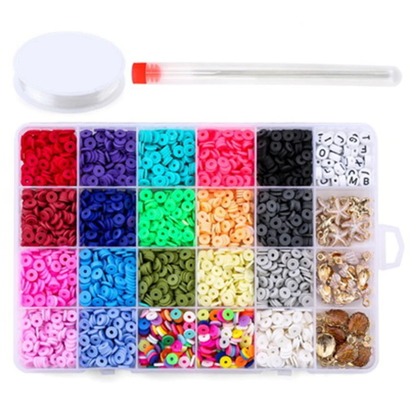 

6mm Flat Round Polymer Clay Spacer Beads, Used for Jewelry Making Bracelets, Necklaces and Earrings, DIY Craft Kit