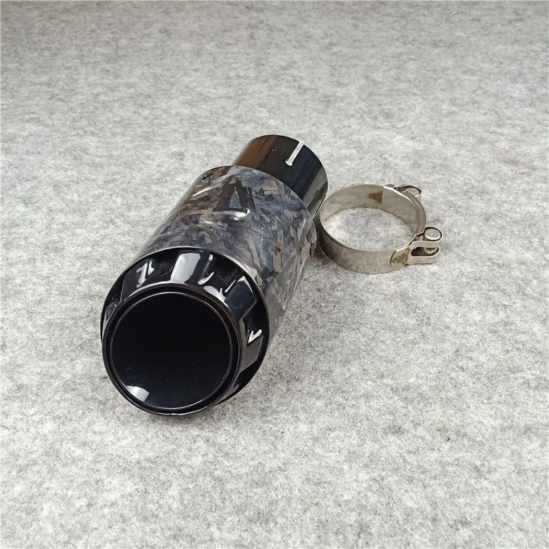 

One Piece Carbon Fiber Forged Exhaust Pipe Car Universal Stainless Steel Length About 185mm Three Layers Nozzle Muffler Tip