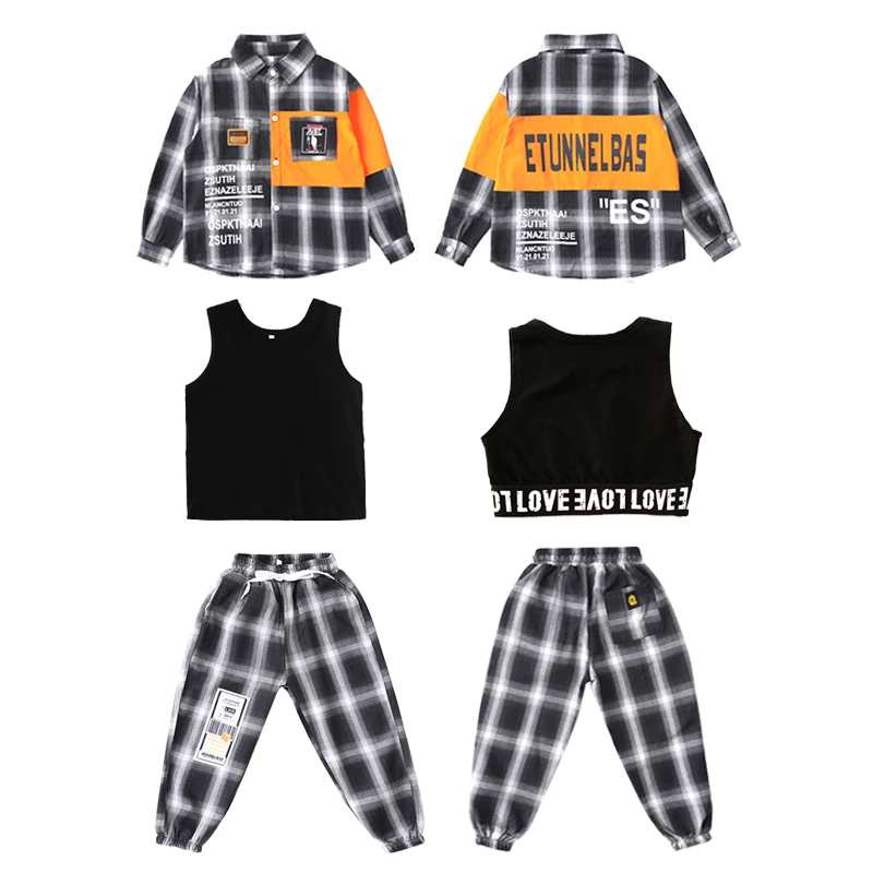 Детская праздничная одежда для хип хопа клетчатые повседневные штаны