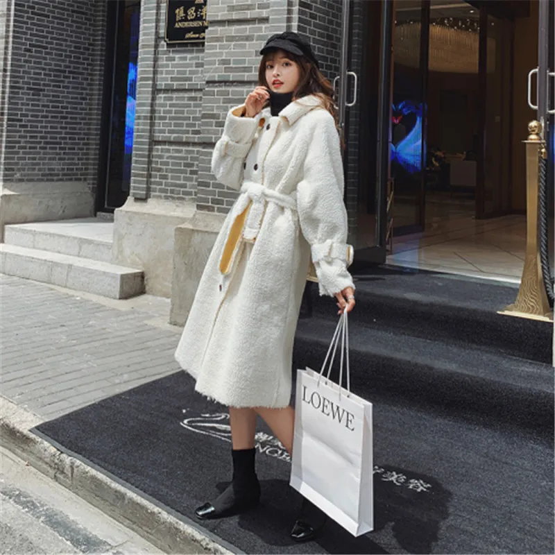 Модная уличная одежда с поясом зимняя куртка женская элегантная двубортная