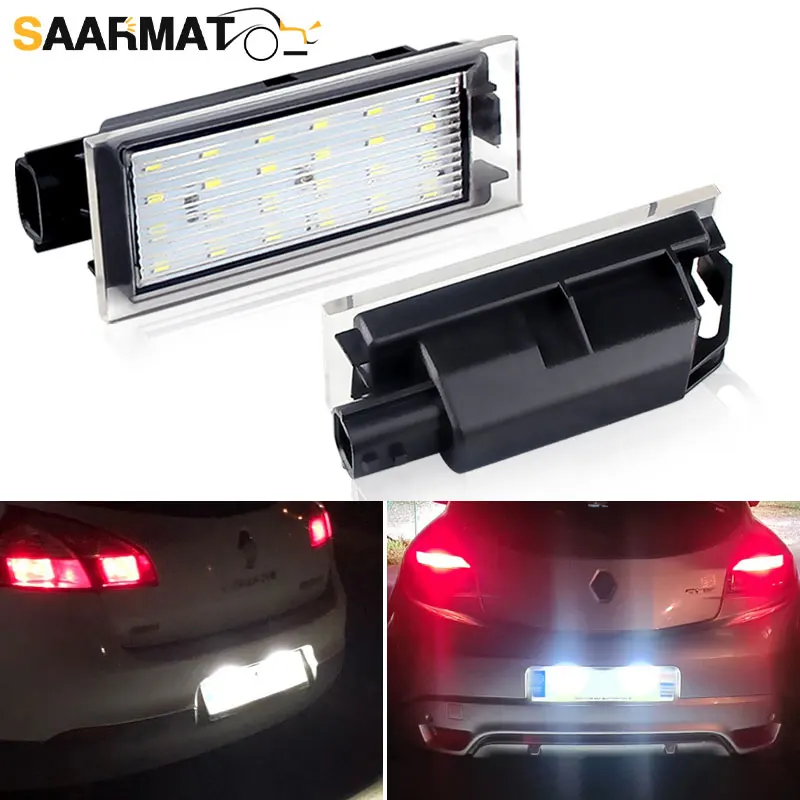 

2Pcs Canbus Car LED Number License Plate Light No error for Renault Megane 3 Clio Laguna 2 Megane 3 Twingo Master Vel Satis