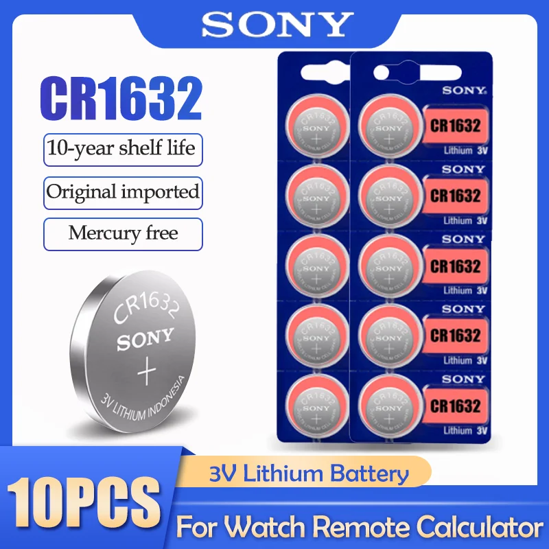 10 шт./лот Sony CR1632 CR 1632 LM1632 BR1632 ECR1632 3V литиевая батарея для часов Автомобильный ключ