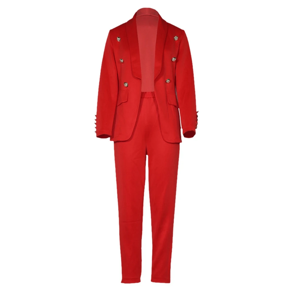 

Puimentiua Women Two Piece Set Casual Notched Long Sleeve Coat Pencil Pants Office Lady Business Tracksuit Outfits Formal Suit