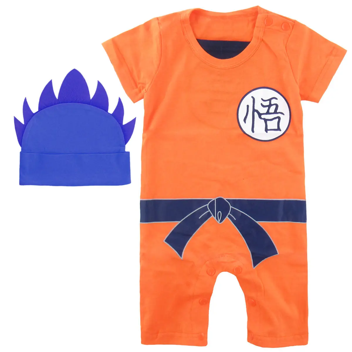 Goku-Blue Hat Комбинезон Детский для мальчиков с драконом и мячом, костюм на Хэллоуин, детский костюм Вегета, комбинезон для малышей - Цвет: Goku-Blue Hat