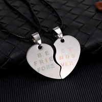 best friends lettering heart shape titanium steel lovers necklace set creative women jewelry couple pendant memorial gift